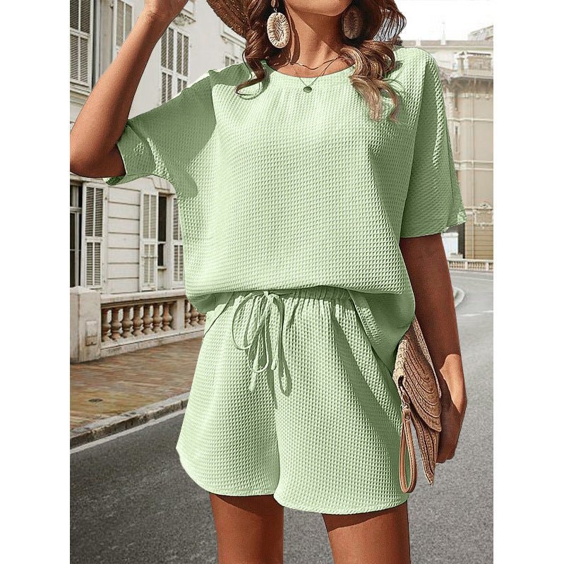 Short Sleeve Suit Women's Western Style Batwing Shirt Fashion Shorts Two - piece Set – travel - inspired 0 by Aroundtheworldinarush