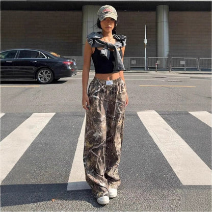 Slimming Casual Pants Hip Hop Retro Street Multi - pocket Camouflage Cargo Pants For Women Y2k Hip - hop Cargo Grunge Baggy Trousers – travel - inspired 0 by Aroundtheworldinarush