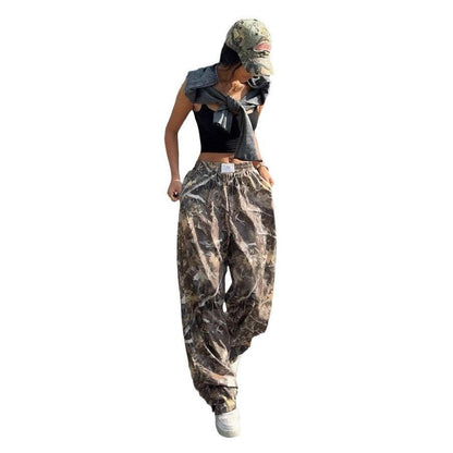 Slimming Casual Pants Hip Hop Retro Street Multi - pocket Camouflage Cargo Pants For Women Y2k Hip - hop Cargo Grunge Baggy Trousers – travel - inspired 0 by Aroundtheworldinarush