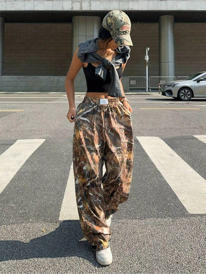Slimming Casual Pants Hip Hop Retro Street Multi - pocket Camouflage Cargo Pants For Women Y2k Hip - hop Cargo Grunge Baggy Trousers – travel - inspired 0 by Aroundtheworldinarush