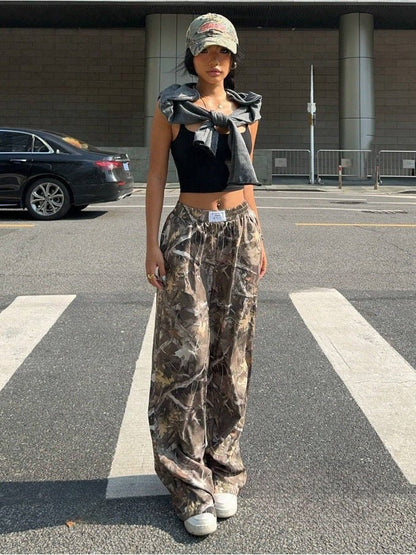 Slimming Casual Pants Hip Hop Retro Street Multi - pocket Camouflage Cargo Pants For Women Y2k Hip - hop Cargo Grunge Baggy Trousers – travel - inspired 0 by Aroundtheworldinarush