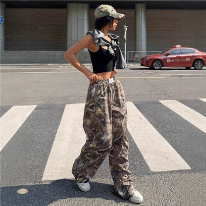 Slimming Casual Pants Hip Hop Retro Street Multi - pocket Camouflage Cargo Pants For Women Y2k Hip - hop Cargo Grunge Baggy Trousers – travel - inspired 0 by Aroundtheworldinarush