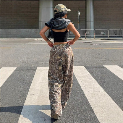 Slimming Casual Pants Hip Hop Retro Street Multi - pocket Camouflage Cargo Pants For Women Y2k Hip - hop Cargo Grunge Baggy Trousers – travel - inspired 0 by Aroundtheworldinarush