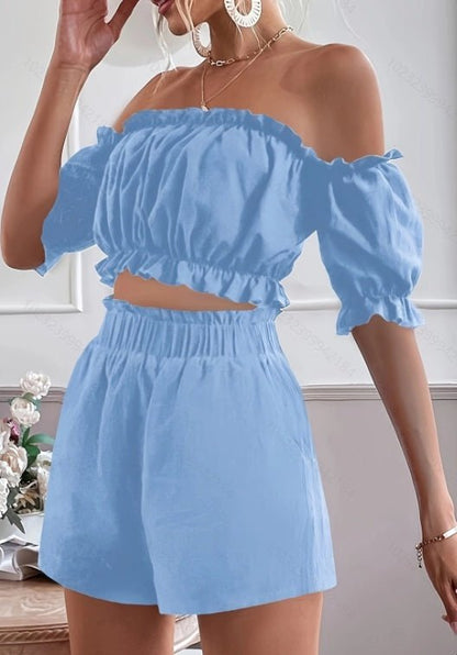 Two Pieces Of Short Sleeve Shorts For Women – travel - inspired 4 by Aroundtheworldinarush
