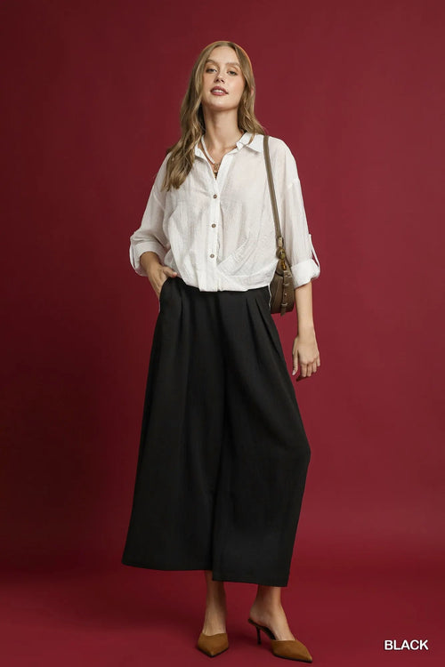 Umgee Elastic Waist Wide Leg Pants – travel - inspired by Aroundtheworldinarush