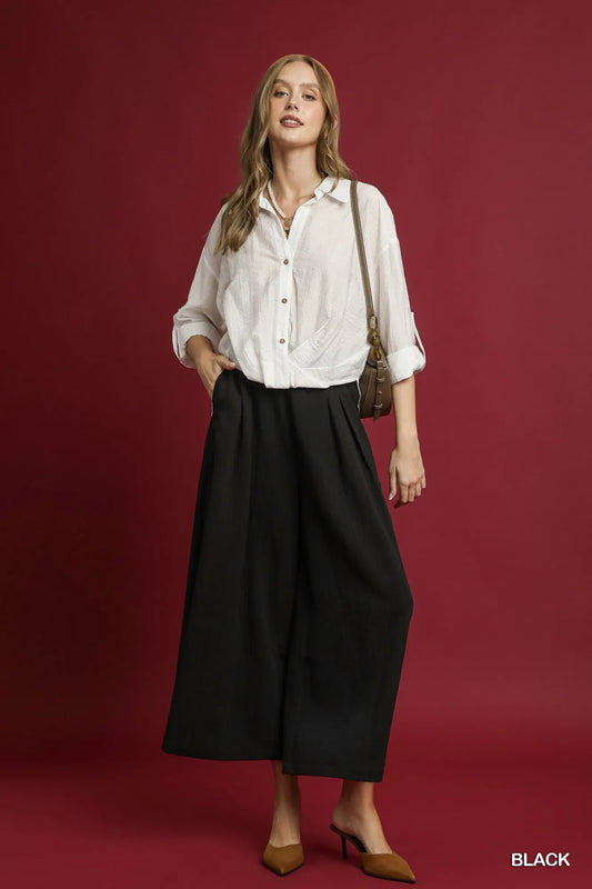 Umgee Elastic Waist Wide Leg Pants – travel - inspired by Aroundtheworldinarush