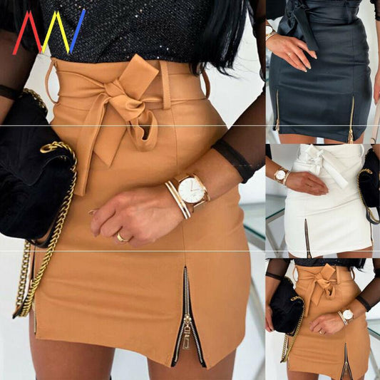 Women Bandage PU Leather Skirt Ladies Short Mini Skirts – travel - inspired 0 by Aroundtheworldinarush