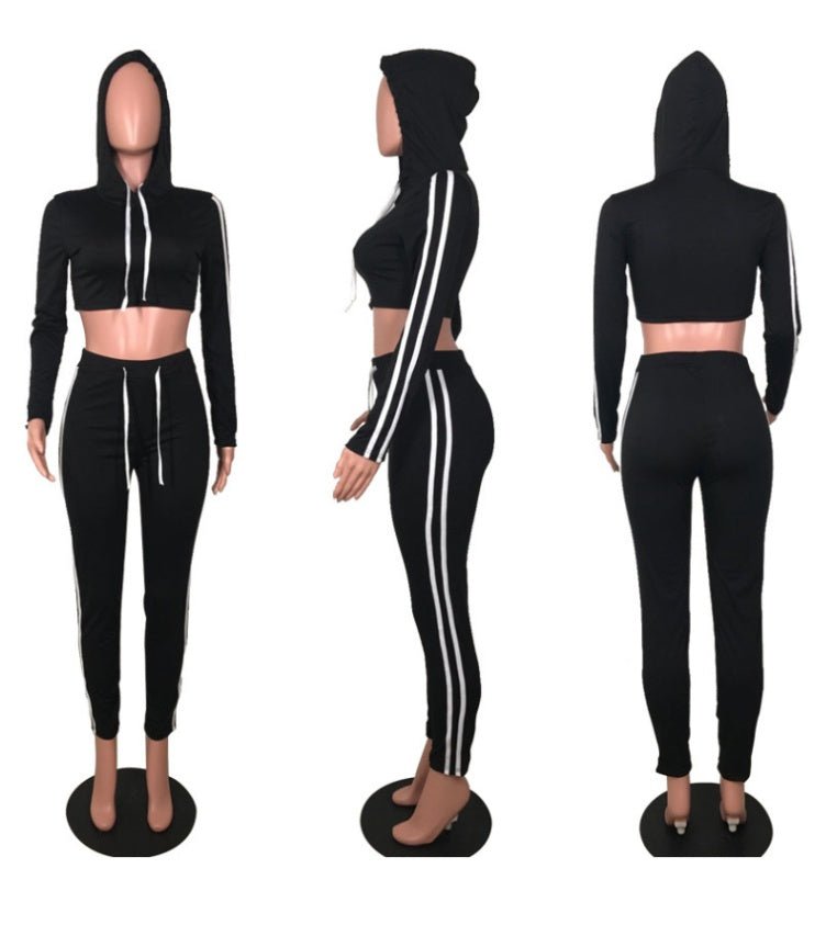 Women Ladies Tracksuit Crop Top Hoodies Sweatshirt Pants Sets Slim Wear Casual Suit – travel - inspired 0 by Aroundtheworldinarush
