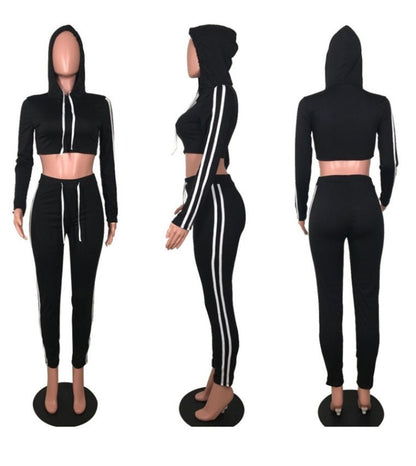 Women Ladies Tracksuit Crop Top Hoodies Sweatshirt Pants Sets Slim Wear Casual Suit – travel - inspired 0 by Aroundtheworldinarush