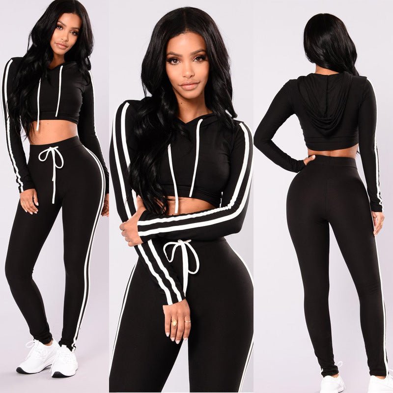 Women Ladies Tracksuit Crop Top Hoodies Sweatshirt Pants Sets Slim Wear Casual Suit – travel - inspired 0 by Aroundtheworldinarush