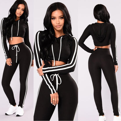 Women Ladies Tracksuit Crop Top Hoodies Sweatshirt Pants Sets Slim Wear Casual Suit – travel - inspired 0 by Aroundtheworldinarush