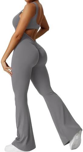 Women Sleeveless Flare Jumpsuits Fitness Yoga Long Pants – travel - inspired 0 by Aroundtheworldinarush