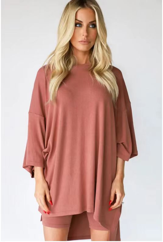 Women's Clothing Fashion Solid Color Loose T-shirt Tight Shorts Women – travel - inspired 0 by Aroundtheworldinarush