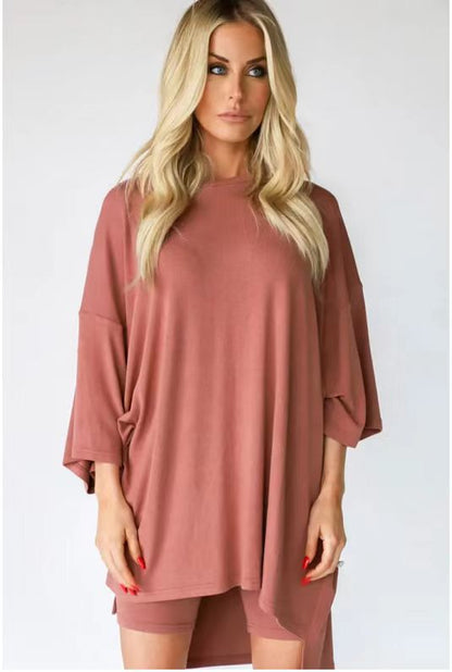 Women's Clothing Fashion Solid Color Loose T-shirt Tight Shorts Women – travel - inspired 0 by Aroundtheworldinarush