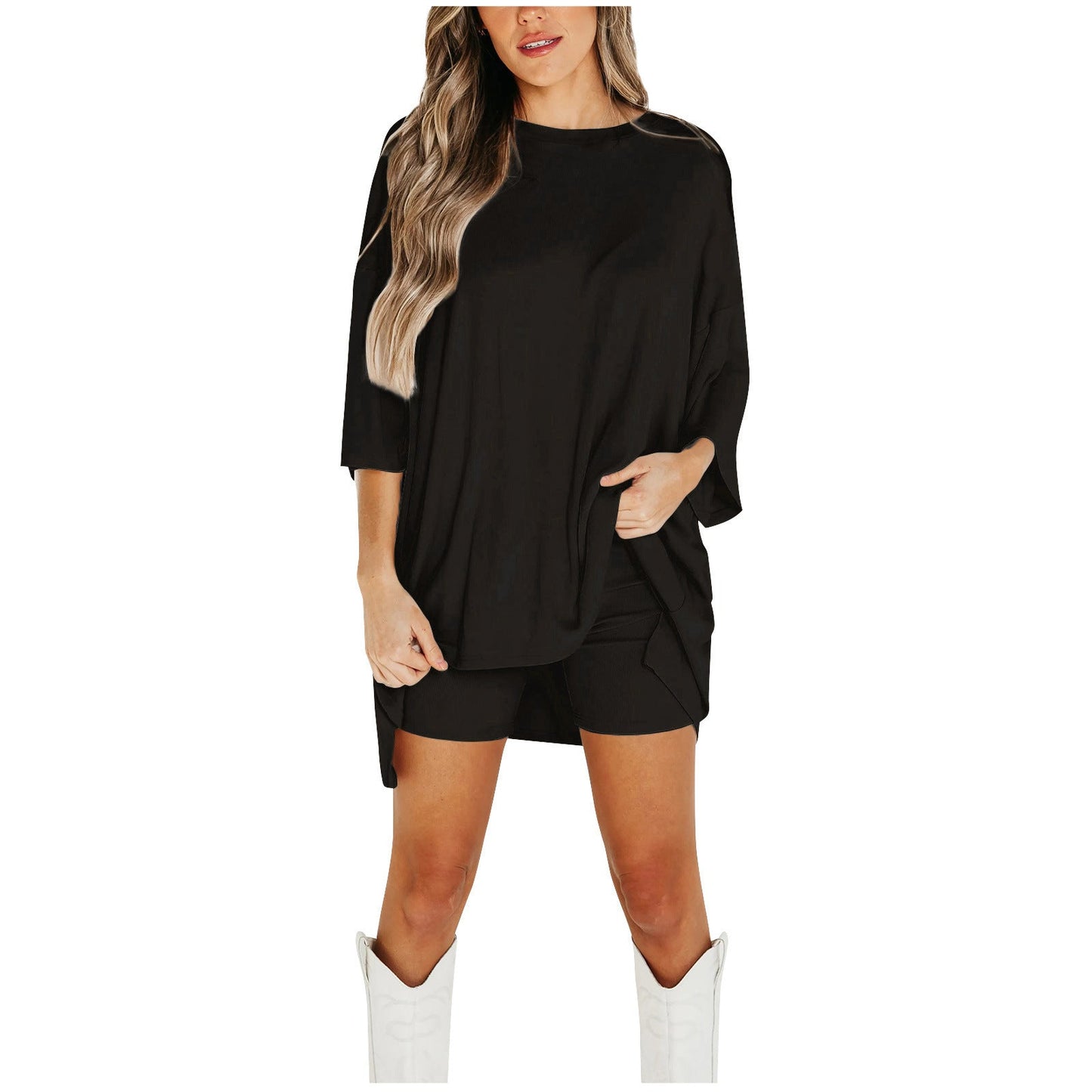 Women's Clothing Fashion Solid Color Loose T-shirt Tight Shorts Women – travel - inspired 0 by Aroundtheworldinarush