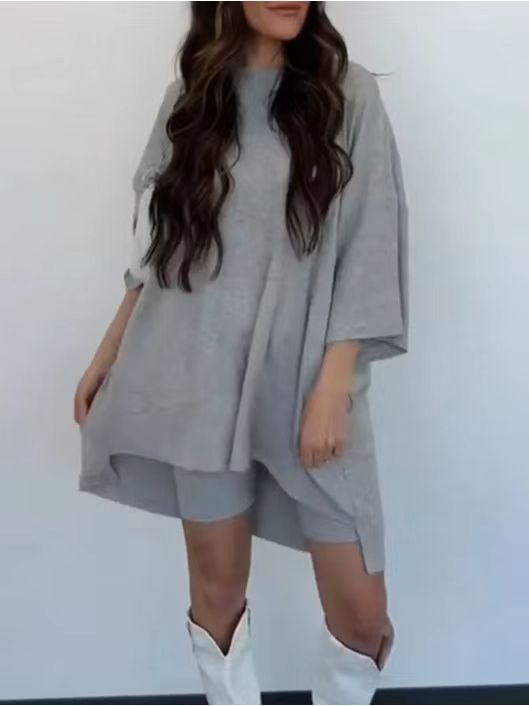 Women's Clothing Fashion Solid Color Loose T-shirt Tight Shorts Women – travel - inspired 0 by Aroundtheworldinarush