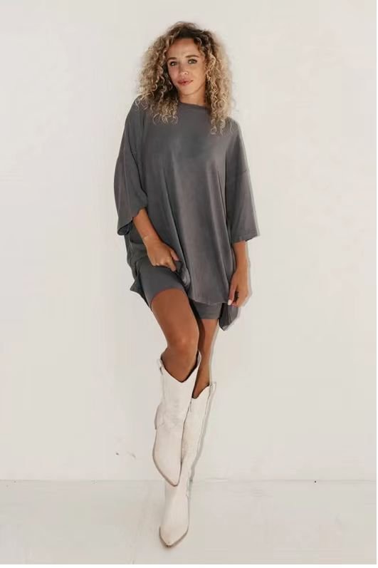 Women's Clothing Fashion Solid Color Loose T-shirt Tight Shorts Women – travel - inspired 0 by Aroundtheworldinarush