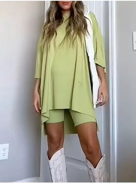Women's Clothing Fashion Solid Color Loose T-shirt Tight Shorts Women – travel - inspired 0 by Aroundtheworldinarush